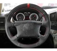 Coprivolante Universale Per VW Per Golf 4 MK4 Passat B5 1998 1999 2000 2001 2002 2003 2004 Volante per auto Cover in pelle nera con striscia rossa