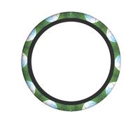 Coprivolante universale verde con stampa di palloni da calcio su erba - volante traspirante per auto, SUV, camion - decorazione per interni auto