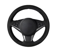 Coprivolanti Coprivolante per auto fai da te, cucito a mano, in morbida pelle scamosciata nera, per BMW E60 530d 545i 550i E61 E63 E64 630i 645Ci 650i 2004-2009 Coprivolante auto(Light Blue Thread)