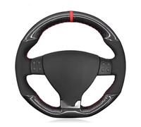 Coprivolanti Coprivolante per auto in fibra di carbonio scamosciata nera cucito a mano fai da te per 5 Mk5 per GTI per VW 5 R32 R GT 2005 Coprivolante auto(Light Blue Thread)