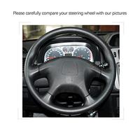 Coprivolanti per auto in pelle nera cuciti a mano per auto, per Mitsubishi L200 1997-2006 / Pajero 1998-2003 / Montero 1998-2003