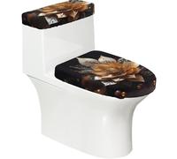 Copriwater a forma di fiore di loto bianco, morbido, 2 pezzi, elastico, riutilizzabile, per WC a forma di U o O, decorazione per il bagno