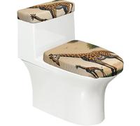 Copriwater a forma di giraffa madre e bambino, 2 pezzi, elastici, riutilizzabili, per WC a forma di U, decorazione per il bagno
