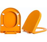 Copriwater a forma di U con chiusura rallentata, cerniere a sgancio rapido, dimensioni universali, liscio e facile da pulire, colorato in polipropilene sicuro (arancione)