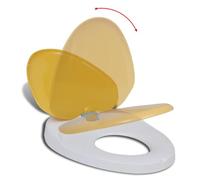 Copriwater Ammortizzato Bianco e Giallo con Riduttore per Bambini e Adulti | Polipropilene resistente, chiusura soft-close, cerniere regolabili 130-160 mm, facile da montare, adatto a WC standard
