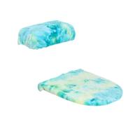 Copriwater antiscivolo 4 pezzi-2 set coprisedile for WC, lavabile, flessibile e riutilizzabile, protettore for sedile del bagno, morbido tappetino for(Blue Green)