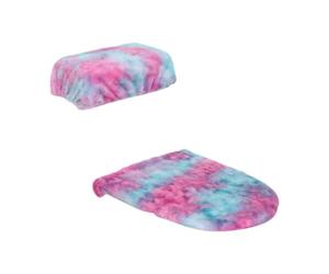 Copriwater antiscivolo 4 pezzi-2 set coprisedile for WC, lavabile, flessibile e riutilizzabile, protettore for sedile del bagno, morbido tappetino for(Pink Blue)