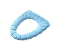 Copriwater antiscivolo 4 pezzi Coprisedile WC caldo invernale Tappetino for sgabello Lavabile Accessori for il bagno a forma di O morbido in puro colore lavorato a maglia(Blue)