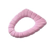 Copriwater antiscivolo 4 pezzi Coprisedile WC caldo invernale Tappetino for sgabello Lavabile Accessori for il bagno a forma di O morbido in puro colore lavorato a maglia(Pink)