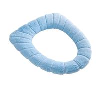 Copriwater antiscivolo 4 pezzi copriwater morbido e caldo, cuscino lavabile for bagno, con manico, tappetino più spesso, scaldavivande, sgabello(Blue)