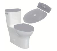 Copriwater antiscivolo Set 2 set coprisedile for WC elasticizzato, coperchio in tessuto spandex e custodia for serbatoio, tampone universale anti-sporco, bagno for la casa 'hotel(A4 Light Gray)