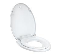 Copriwater bianco allungato con design a sgancio rapido, adatto ai bambini e agli adulti, cerniere robuste, adatto per WC da 48 cm, ideale per uso familiare