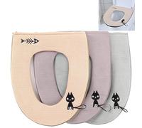 Copriwater Caldo Morbido, Jicyor 3pcs Universale Antibatterica Impermeabile Copri Tavoletta Del Water Imbottitura con Cerniera et Passante per Appenderlo (Grigio、Verde、Beige)