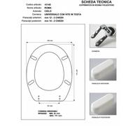 Copriwater Cielo ROMA BIANCO Cerniera Rallentata Soft Close Cromo-Sedile-Asse Wc