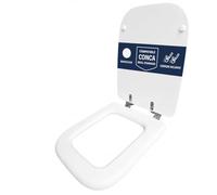 Copriwater compatibile Conca Ideal Standard Bianco EUR solo per WC con cerniere inclinate 45° - Sedile WC in legno rivestito in resina poliestere lucida