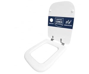 Copriwater compatibile Conca Ideal Standard Bianco EUR solo per WC con cerniere inclinate 45° - Sedile WC in legno rivestito in resina poliestere lucida