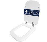 Copriwater compatibile Conca Ideal Standard Bianco I.S. solo per WC con cerniere inclinate 45° - Sedile WC in legno rivestito in resina poliestere lucida