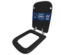 Copriwater compatibile Conca Ideal Standard Nero solo per WC con cerniere inclinate 45° - Sedile WC in legno rivestito in resina poliestere lucida