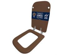 Copriwater compatibile Conca Ideal Standard Noce solo per WC con cerniere inclinate 45° - Sedile WC in legno rivestito in resina poliestere lucida
