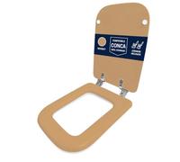 Copriwater compatibile Conca Ideal Standard Whisky solo per WC con cerniere inclinate 45° - Sedile WC in legno rivestito in resina poliestere lucida