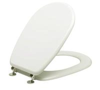 Copriwater Compatibile Ideal Standard Liuto Sedile Wc in Legno Colato Bianco Perla Lucido Cerniere Cromate