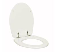 Copriwater Compatibile Pozzi Ginori Colibrì 2 Sedile Wc in Legno Colato Bianco Perla Lucido Cerniere Cromate