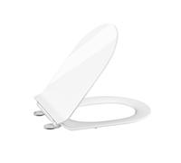 Copriwater con abbassamento automatico, sedile WC con funzione Quick Release e cerniere regolabili, coperchio WC in UF Duroplast, forma a D, bianco