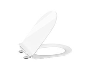 Copriwater con abbassamento automatico, sedile WC con funzione Quick Release e cerniere regolabili, coperchio WC in UF Duroplast, forma a D, bianco