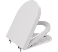 Copriwater con abbassamento automatico, sedile WC in Duroplast, copriwater con antibatterico, a forma di D, coperchio WC con funzione Quick Release universale, bianco