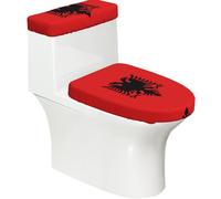 Copriwater con bandiera dell'Albania, 2 pezzi, elastici, riutilizzabili, per WC a forma di U/O, decorazione per il bagno