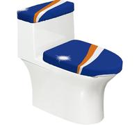 Copriwater con bandiera delle Isole Marshall, morbide, 2 pezzi, elastiche, riutilizzabili, per WC a forma di U o O, decorazione per il bagno