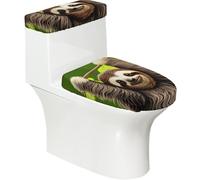 Copriwater con bradipo carino, morbido, 2 pezzi, coperture elastiche riutilizzabili per WC a forma di U o O, decorazione per il bagno