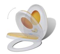Copriwater Con Chiusura Ammortizzata 2 Pezzi, Bianco E Giallo, Plastica PP | Riduttore vasino per bambini, cardini regolabili 110-170 mm, facile da pulire e montare