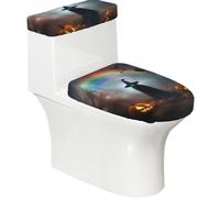 Copriwater con stampa di ragni e fantasmi di Halloween arcobaleno | Copriwater per WC, per decorare il bagno, per casa, hotel, luoghi pubblici