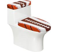 Copriwater con texture sportiva e copertura per serbatoio WC | Set di 2 copriwater lavabili elasticizzati morbidi con fondo elastico per la decorazione della casa del bagno, arancione