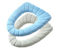 Copriwater - Copriwater morbido, spesso, caldo, elastico e lavabile, per bagno, 2 pezzi