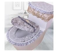 Copriwater, Cuscino del sedile WC, custodia in peluche for il coperchio con coprisedili in pizzo Tappetino morbido e caldo for bagno Universale(Gray)