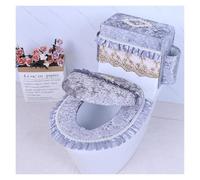 Copriwater, Cuscino del sedile WC, custodia in peluche for il coperchio con coprisedili in pizzo Tappetino morbido e caldo for bagno Universale(Blue)