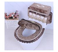 Copriwater, Cuscino del sedile WC, custodia in peluche for il coperchio con coprisedili in pizzo Tappetino morbido e caldo for bagno Universale(Brown)