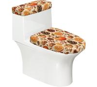 Copriwater e copriwater vintage con scritta "Thank gving Harvest" | Set di 2 copriwater morbidi e lavabili con fondo elastico per decorare la casa, colore: arancione e marrone chiaro