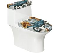 Copriwater elasticizzato e copertura per serbatoio del WC con fondo elastico, morbido copriwater per il Ringraziamento, con carriola per il bagno, decorazione per la casa, set da 2