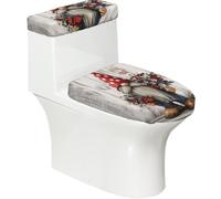 Copriwater elasticizzato e copriwater con fondo elastico, copertura morbida per sedile WC con gnomo della fattoria americana su legno per la decorazione della casa del bagno, set da 2
