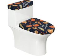 Copriwater elasticizzato e copriwater con fondo elastico, morbido copri water Happy Thanksgiving Farm Harvest per il bagno e la casa, set da 2