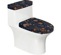 Copriwater elasticizzato e copriwater con fondo elastico, morbido coprisedile per WC con erbe botaniche sulla notte buia per il bagno e la casa, set da 2