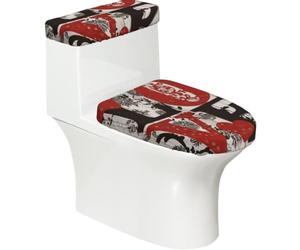 Copriwater elasticizzato e copriwater con fondo elastico, morbido coprisedile per WC rustico in legno antico con testo d'amore per il bagno e la casa, set da 2
