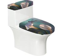 Copriwater elasticizzato e copriwater con fondo elastico, morbido copriwater con libellula su calle e giglio floreale per il bagno e la casa, set da 2