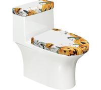 Copriwater elasticizzato e copriwater con fondo elastico, morbido copriwater con zucca di Halloween e fantasma, decorazione per la casa, set da 2