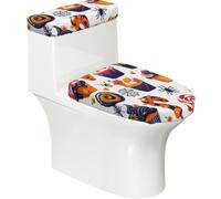 Copriwater elasticizzato e copriwater con fondo elastico, morbido copriwater in stile cartone animato Halloween Candy Dessert per il bagno e la casa, set da 2