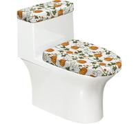 Copriwater elasticizzato e copriwater con fondo elastico, morbido copriwater per il Ringraziamento autunnale, decorazione per la casa, set da 2