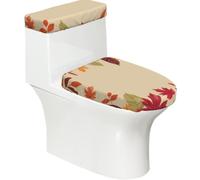 Copriwater elasticizzato e copriwater con fondo elastico, morbido copriwater retrò arancione autunnale foglie d'acero per il bagno e la casa, set da 2